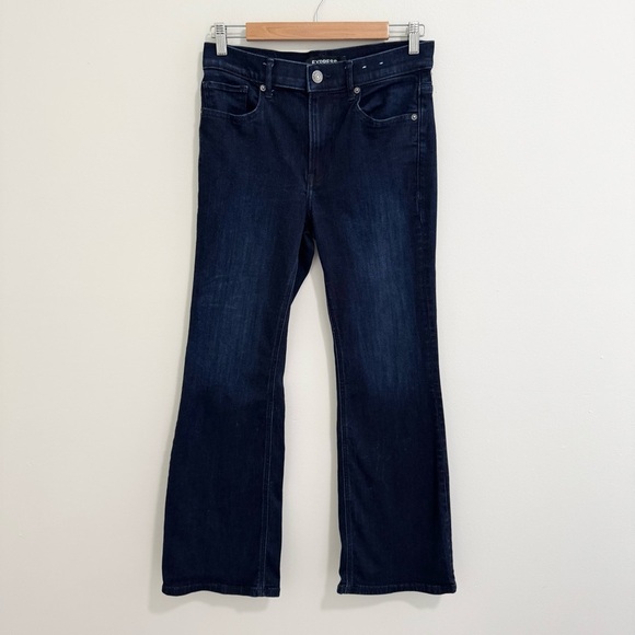 Express Dark Wash Slim Flare Short Jeans - Picture 1 of 9